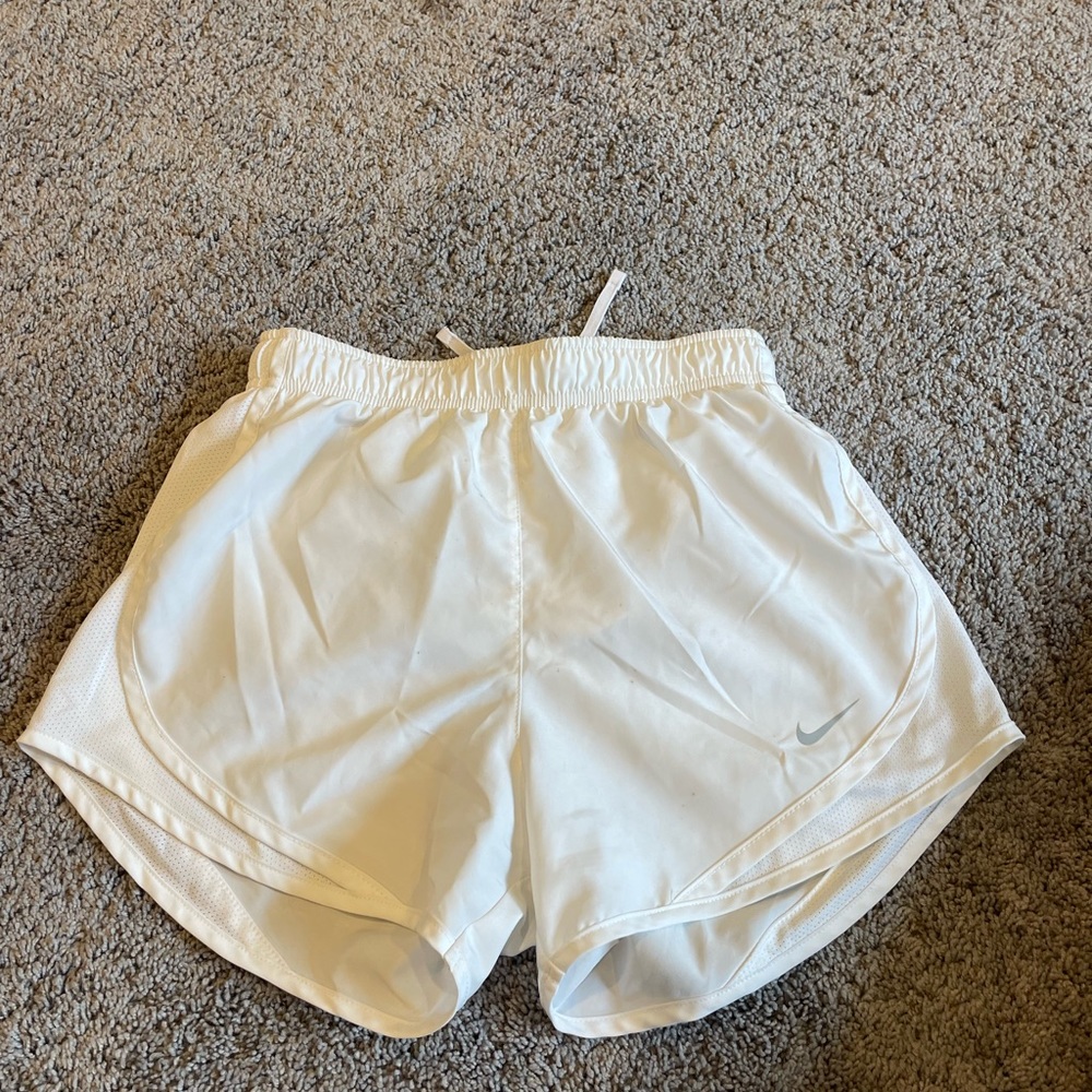 White Nike pro running shorts